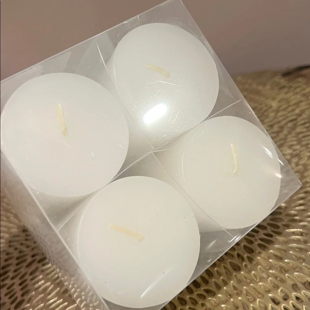 Crate and Barrel 2”x3” White Pillar Candles, Set of 4